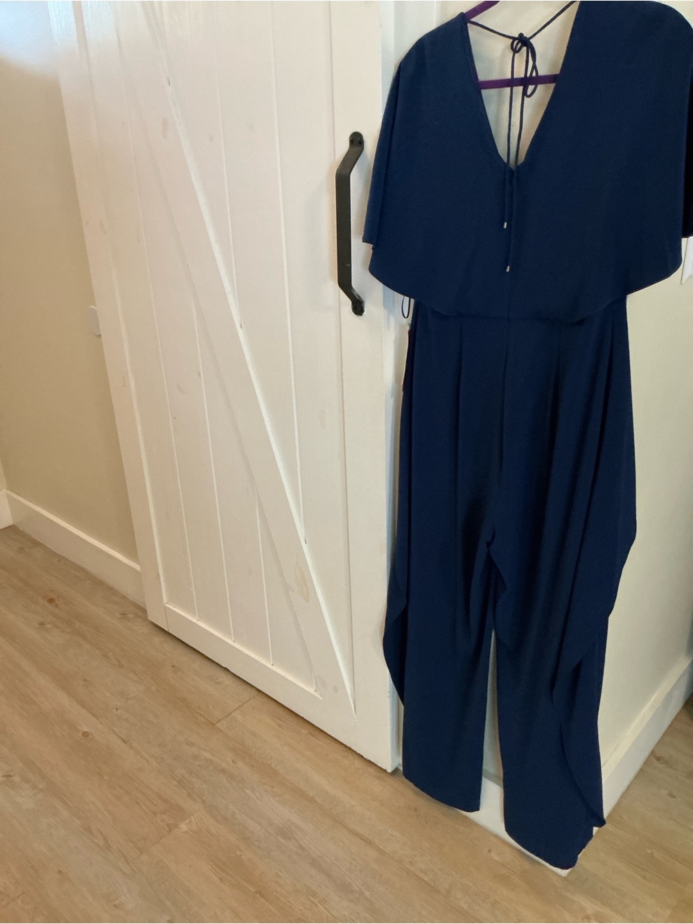 Women’s Navy Blue Jumpsuit with Cape Overlay